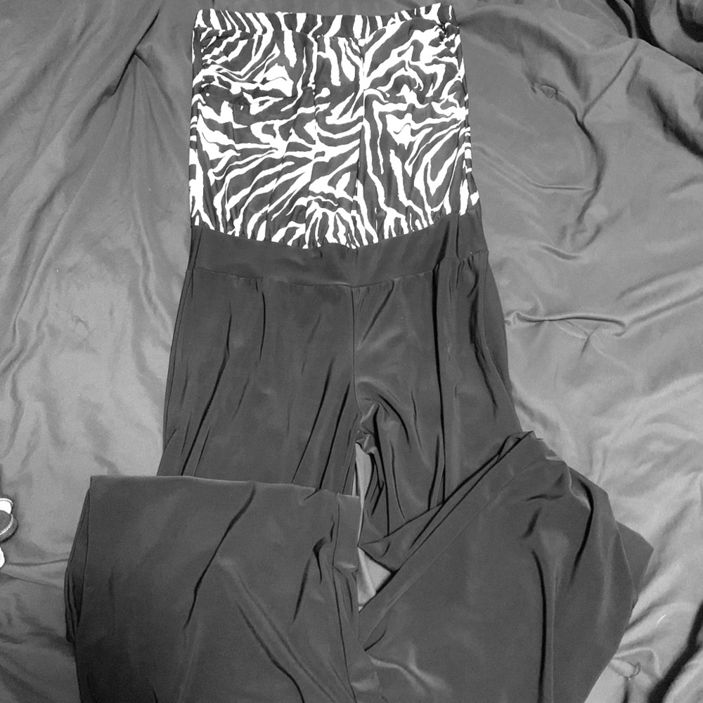 Zebra print strapless jumpsuit